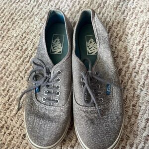 Vans Gray Herringbone Canvas Low-Top Sneakers